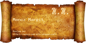 Mencz Margit névjegykártya